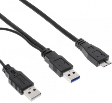 InLine USB 3.0 Y-Kabel - 2x A an Micro B - schwarz - 2m ...