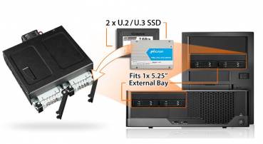 Icy Dock MB105VP-B - ToughArmor Rugged 2 x U.2/U.3 PCIe 4.0 Mobile Rack for 5.25 Zoll Bay